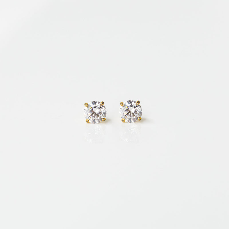 Solitaire Diamond Stud Earring, Flat Earring Backs, Nap Earrings, Gold Sleeper  Earrings, 14K Yellow Gold, 14K White Gold - 5mm 6.5mm 8mm – Valensole  Jewelry